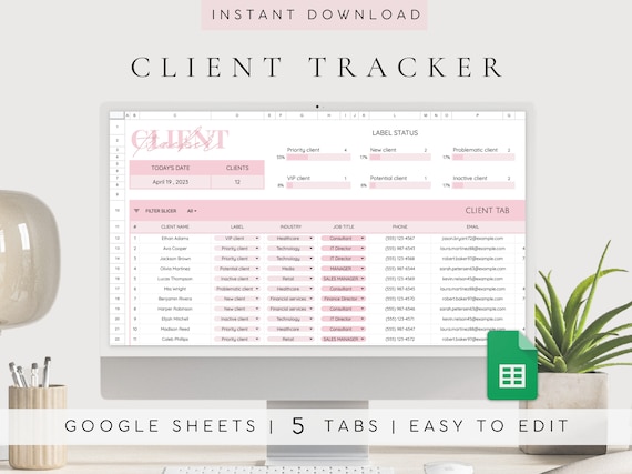 Small Business Template| Digital Client Tracker| Google Sheets for Business| Business Tracker| Business Planner| Spreadsheet Template| Pink