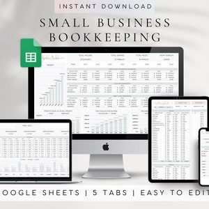 Automated Bookkeeping Template Google Sheets Small Business Finance Spreadsheet Expense Tracker Sales Tracker Income Tracker Profit and Loss