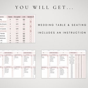 Wedding Seating Chart Template Digital Wedding Table Numbers List Wedding Guest Planning Spreadsheet Seating Chart for Wedding Planning image 4