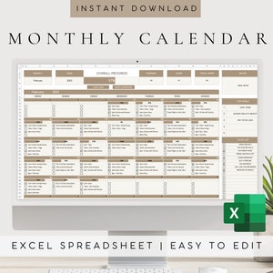 Task Tracker Excel | Spreadsheet Planner| Monthly Calendar 2025| Daily To Do List| Daily Schedule| Productivity Planner| To Do List Template