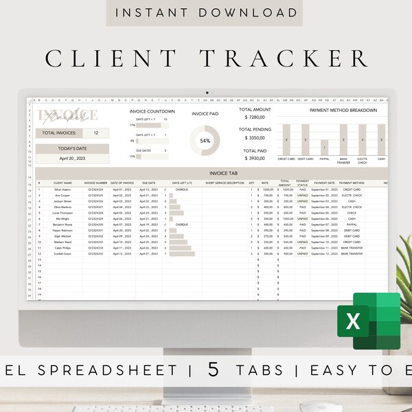 Excel Spreadsheet Template Client Etsy