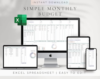 Monthly Budget Spreadsheet Template Excel, Personal Finance Expense Planner, Bill and Savings Tracker