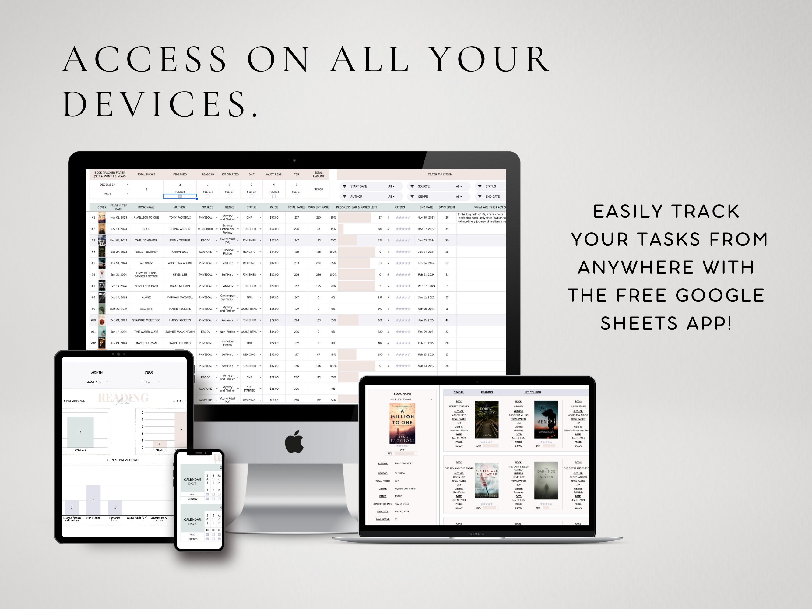 Track Your Reading Progress | Digital Reading Tracker Spreadsheet for ...