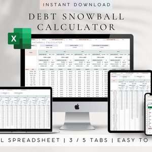 Schuldensneeuwbalcalculator Excel-sjabloon | Schuldaflossing Tracker Excel| Uitbetaling studielening| Grafiek van de schuldenafbetaling| Aflossing van de huisschuld| Schuldentracker