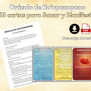 Oráculo Ho’oponopono 63 Cartas Digitales | Palabras Gatillo para Sanar y Manifestar | Tarot Espiritual Descargable PDF