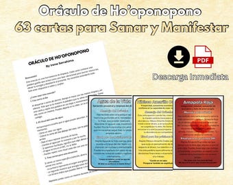 Oráculo Ho’oponopono 63 Cartas Digitales | Palabras Gatillo para Sanar y Manifestar | Tarot Espiritual Descargable PDF