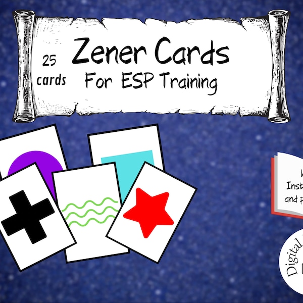 Digital Zener Cards - Instant Download | ESP Training Cards | Meditation and Visualization Aid with Practice Log