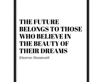 Manifest WALL ART Eleanor Roosevelt, Affirmations Wall Art Framed Poster, Minimalist Motivational Quote Wall Art,