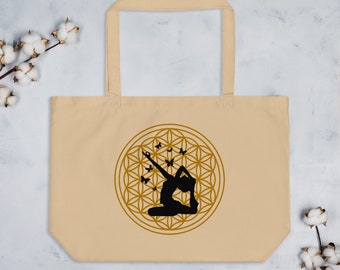 Ecobolsa Grande Yoga Flor de la Vida, Meditation Bag, EcoBag Mindfulness