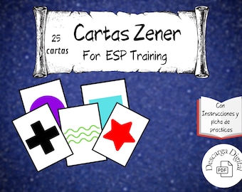 Digitale Zener-kaarten - onmiddellijk downloaden | ESP-trainingskaarten | Meditatie- en visualisatietool met oefenblad