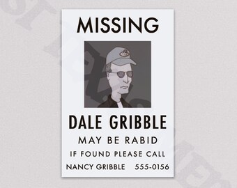 Dale Gribble Missing Poster Magnet | King of the Hill Car or Fridge Magnet