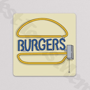 Bob's Burgers Fridge Magnet | Bob's Burgers Neon Burgers Sign Refrigerator Magnet, Car Magnet