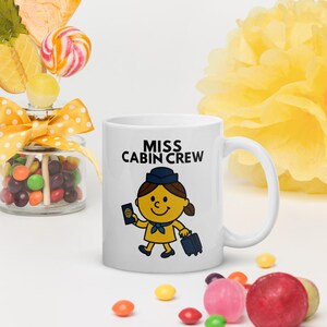 Little Ms Cabin Crew,Custom Air Hostess Mug.Cabin Crew Travel Mug Fun Cabin Crew Gifts,Cute Flight Attendant Mug Cartoon Cabin Crew Girl mug