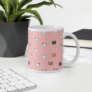 Cute Cat Pink All Over Mug, Cute Cartoon Cat Birthday Mug, Wife/Sister/Friend/Girlfriend Personalised Mug - Cat Mum, Mothers Day
