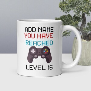 Mug 16e anniversaire Mug d'anniversaire personnalisé - Cadeau d'anniversaire de joueur vidéo personnalisé Mug blanc
