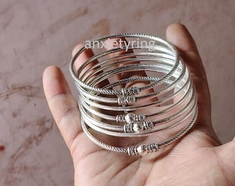 Handmade 925 Sterling Silver Stackable Bangle Set, Boho Designer Wedding Bracelets