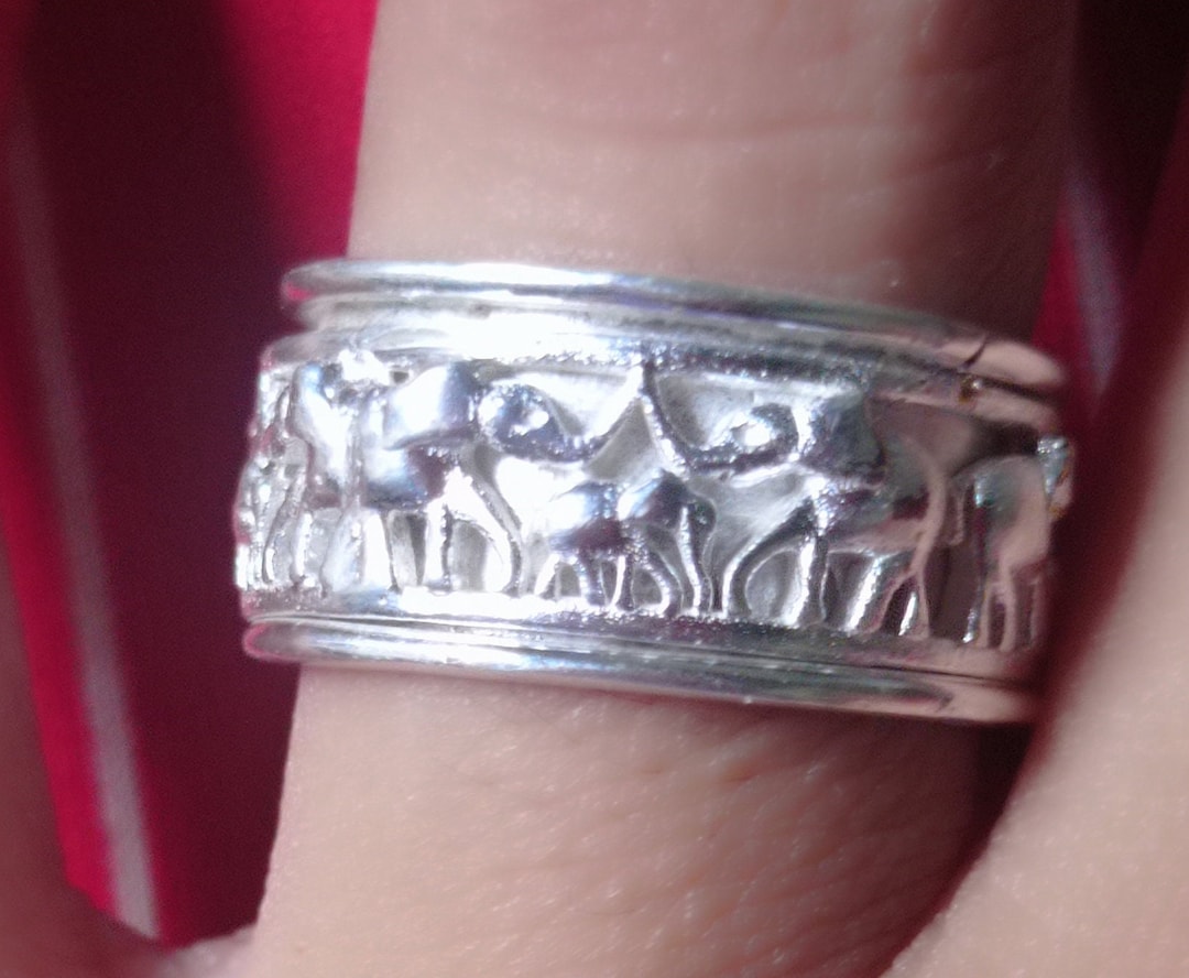 Sterling Silver Ring Elephant Design Spinner Band for Men & Women ...
