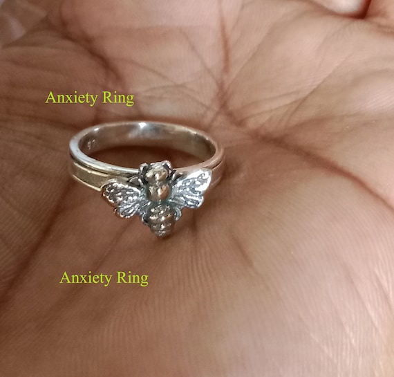 Honey Bee Spinner Ring 925 Sterling Silver Two Tone Textured