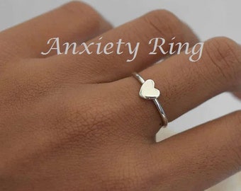 Love Ring, Heart Ring, Heart 925 Sterling Silver Ring for women, Anxiety Ring, Fidget Ring, Statement Ring, Thumb Ring, Meditation Ring AR