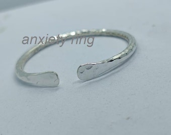 925 Sterling Silver Open Cuff Bangle: Adjustable Wrap Bracelet