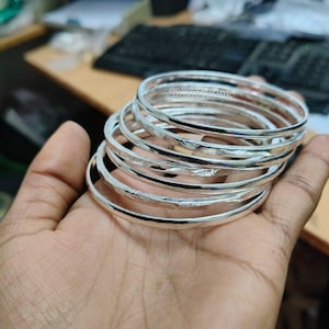 925 Sterling Silver Stacking Plain Bangles For Women,Set of 7 Bangles,Seminarian Bracelets,7 Day Bangles, hammered Bangles,Bangles gifts