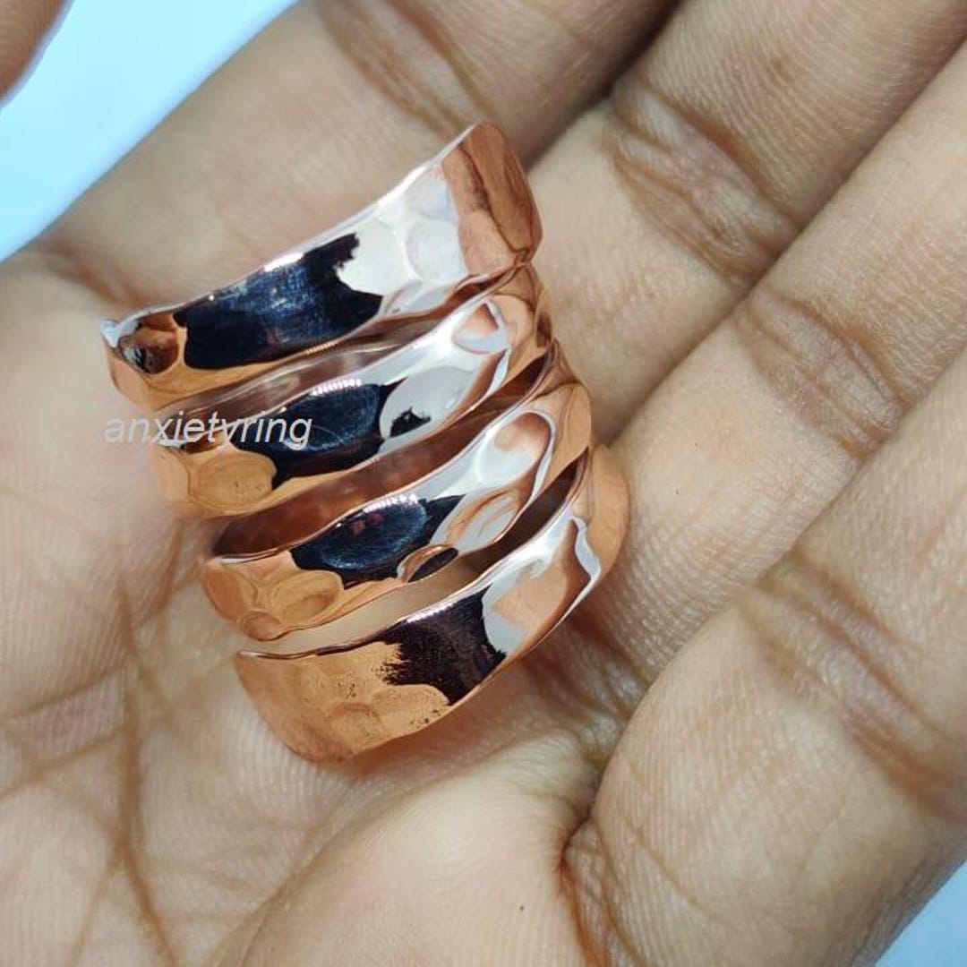 Hammered Copper Bypass Ring: Solid Copper Wrap, Arthritis Jewelry - Etsy