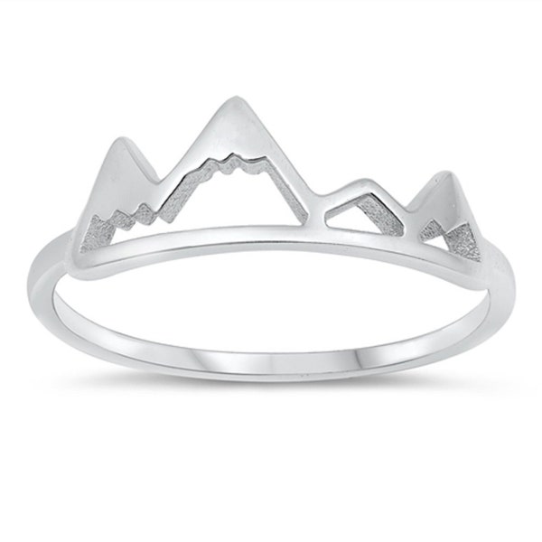 Snow Cap Mountain Ring 925 Sterling Silver Band Ring Mountains Ring Graduation Gift Women Ring Anxiety Ring Fidget Ring Mountain Range Ring