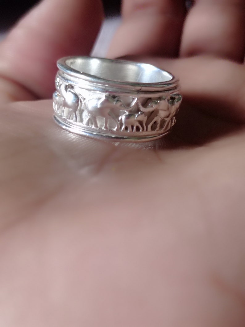 Sterling Silver Ring Elephant Design Spinner Band for Men & Women ...