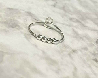 925 Sterling Silver Spinner Ring, Anxiety Fidget Spinner Ring, Thumb Ring, Meditation Ring, Gift for her, Worry Ring