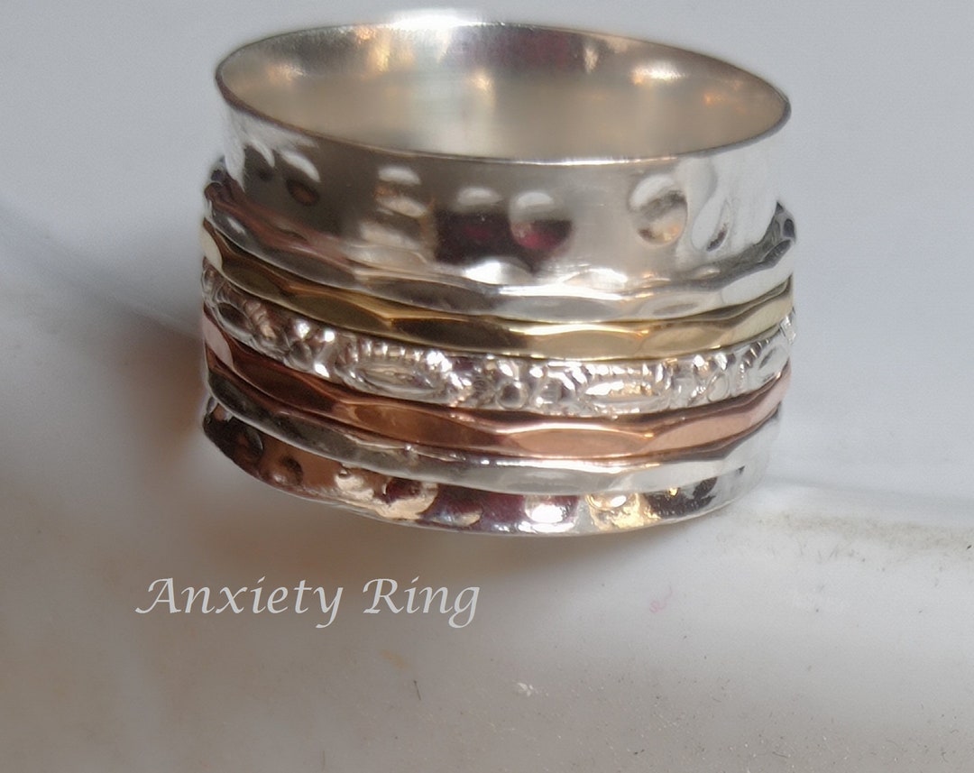 Sterling Silver Spinner Ring: Women's Anxiety Fidget Ring - Etsy