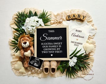 Summer Pregnancy Announcement Digital Baby Announcement Editable Template for Social Media Baby Reveal Instant Download Summer Baby Reveal