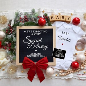 Christmas Pregnancy Announcement Digital Gender Neutral Baby Announcement Pregnancy Reveal For Social Media Christmas Baby Special Delivery,