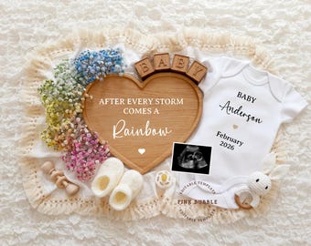 Rainbow Baby Announcement Digital Pregnancy Announcement Editable Template Social Media Pregnancy Reveal Miracle Baby Reveal After Storm