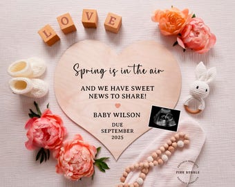 Spring Pregnancy Announcement Digital Baby Announcement Editable Template for Social Media Baby Reveal Instant Download Spring Pregnancy