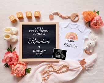 Rainbow Baby Announcement Digital Pregnancy Announcement Editable Template for Social Media Pregnancy Reveal IVF Miracle Baby Reveal