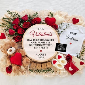 Valentine&#39;s Day Pregnancy Announcement Digital, Editable Template for Social Media, February Pregnancy Reveal, Valentine&#39;s Baby Reveal