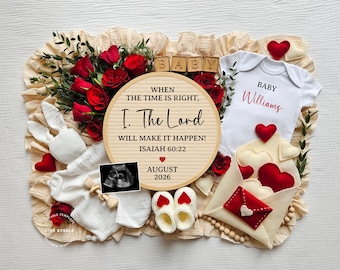 Valentines Day Baby Announcement Christian Pregnancy Announcement Valentine Religious Baby Reveal Digital Editable Template for Social Media