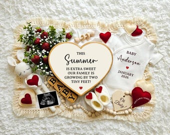 Summer Pregnancy Announcement Custom Baby Announcement Summer Baby Reveal Social Media Digital Template Summer Baby Reveal Instant Access