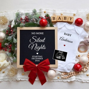 Christmas Pregnancy Announcement Digital Gender Neutral Baby Announcement Pregnancy Reveal For Social Media Christmas Baby No Silent Nights,