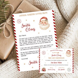 Santa Warning Letter Editable Template, Elf Bad Behavior Official Warning Letter, Santa Letter, Elf Warning, Nice List Certificate,