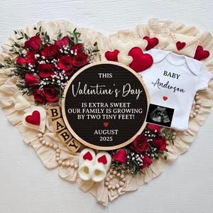 Editable Valentine&#39;s Day Pregnancy Announcement Digital, Template for Social Media, February Pregnancy Reveal, Valentine&#39;s Baby Reveal