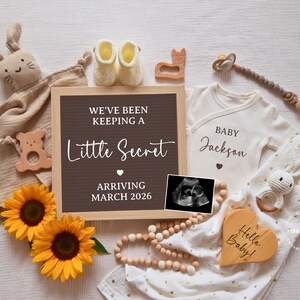 Pregnancy Announcement Digital Baby Announcement Gender Neutral Editable Template Social Media Pregnancy Reveal Little Secret Baby reveal,