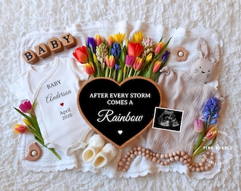 Rainbow Baby Announcement Digital Pregnancy Announcement Editable Template Social Media Pregnancy Reveal Instant Download Miracle IVF Baby