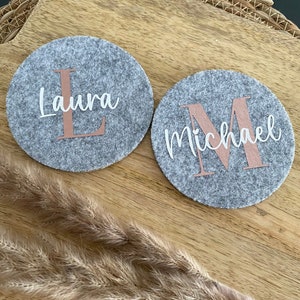 coasters felt | customizable | name | gray | place cards