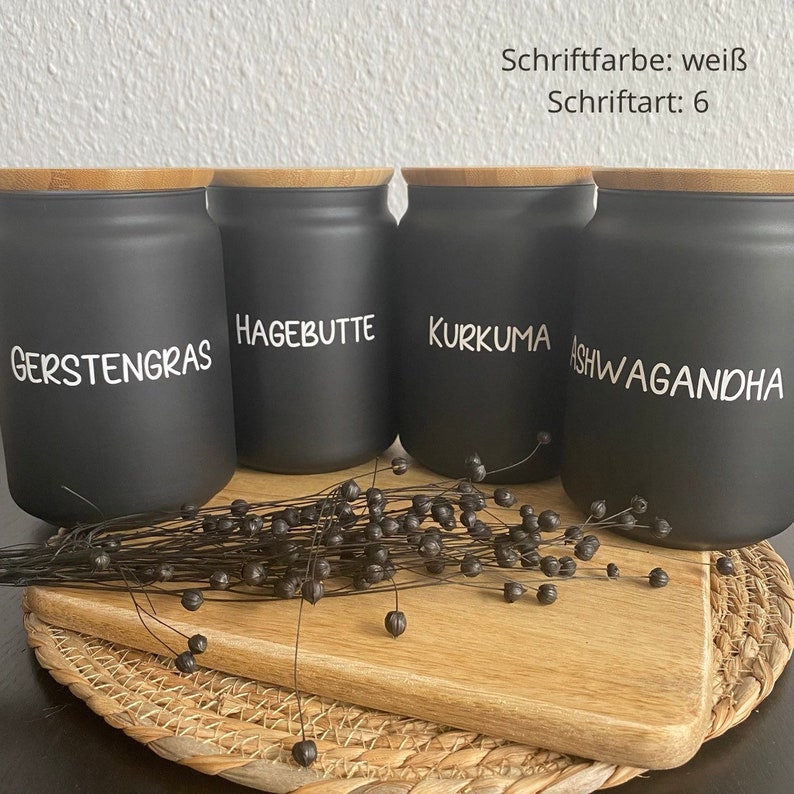 Vorratsglas schwarz personalisiert Vorratsbehälter mit Bambusdeckel Vorratsdose Aufbewahrungsdose edle Optik Bild 4