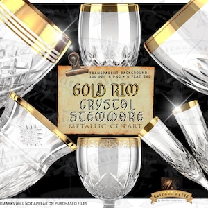 Imágenes Prediseñadas de cristal cortado, copas de borde dorado, imágenes prediseñadas de cristal, cristal cortado SVG, imágenes prediseñadas de boda, Navidad, año nuevo, imágenes prediseñadas de copa de vino
