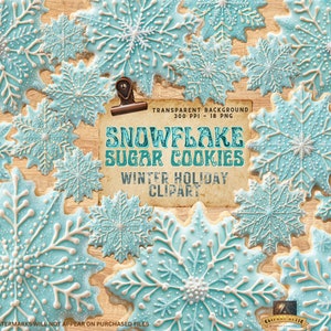 Galletas de azúcar de copo de nieve con glaseado real - Cookie PNG - Descarga digital - Clipart de Navidad - Cookie Clip Art - Aqua Ice Blue - Cookie Clipart