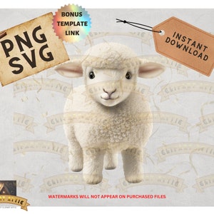 Little Easter Lamb PNG, SVG, Commercial Print Use Included, Print On Demand Included, Easter Lamb Digital Download, Lamb Clipart