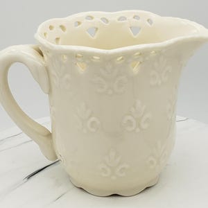 Skye McGhie &quot;Cream Lace&quot; Fleur de Lis Embossed Fine Porcelain Creamer