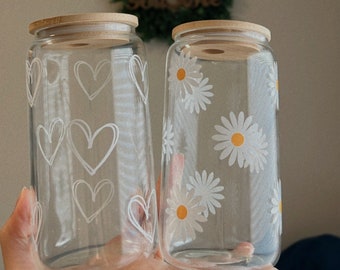 Heart/ Daisy/ Smiley face beer glass